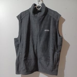 Columbia Mens Fleece Vest Jacket Sz XL Charcoal Gray Full Zip Up With Pockets